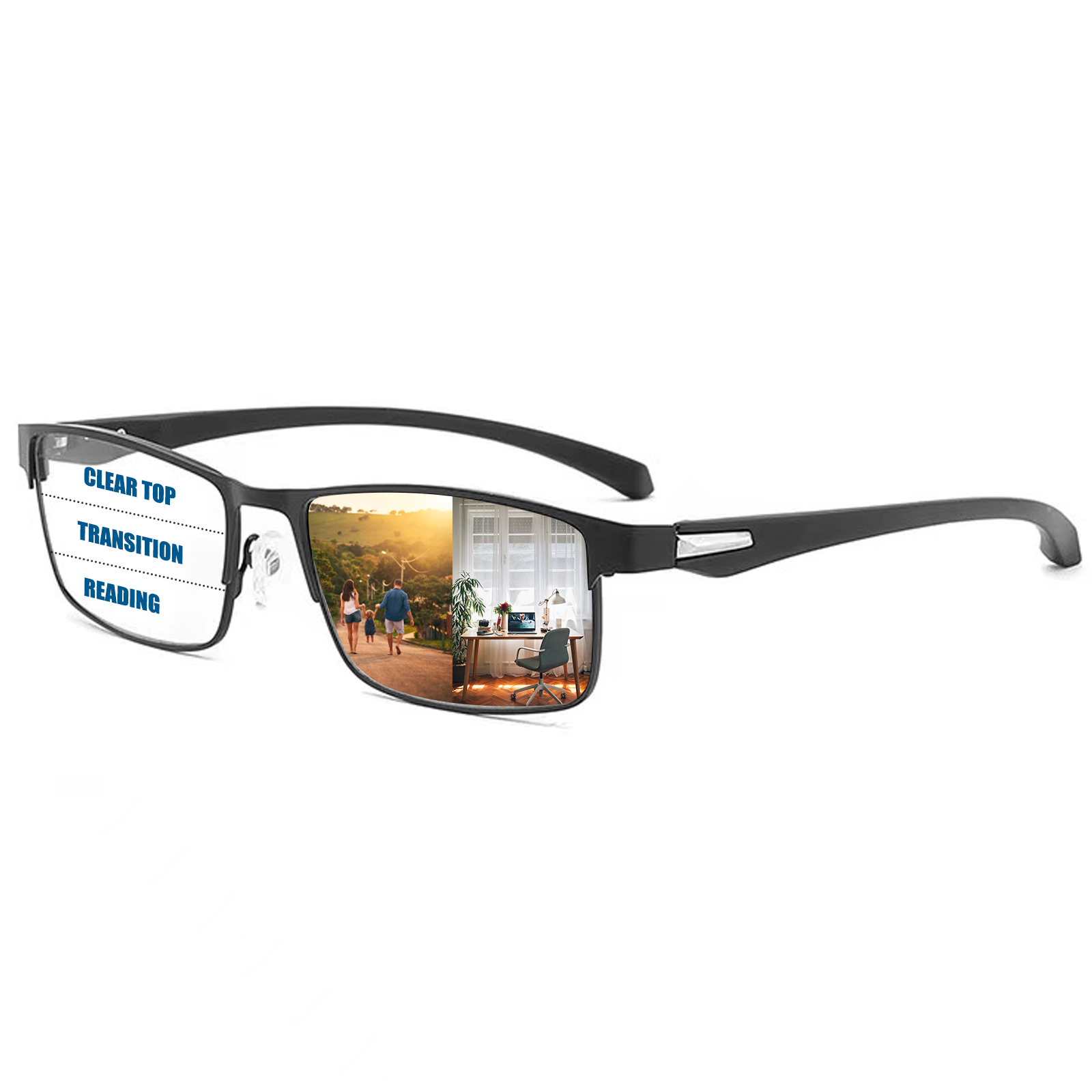 Photochromic Progressive Multifocus Reading Glasses Men Transition Blue Light Blocking Multifocal Computer Readers