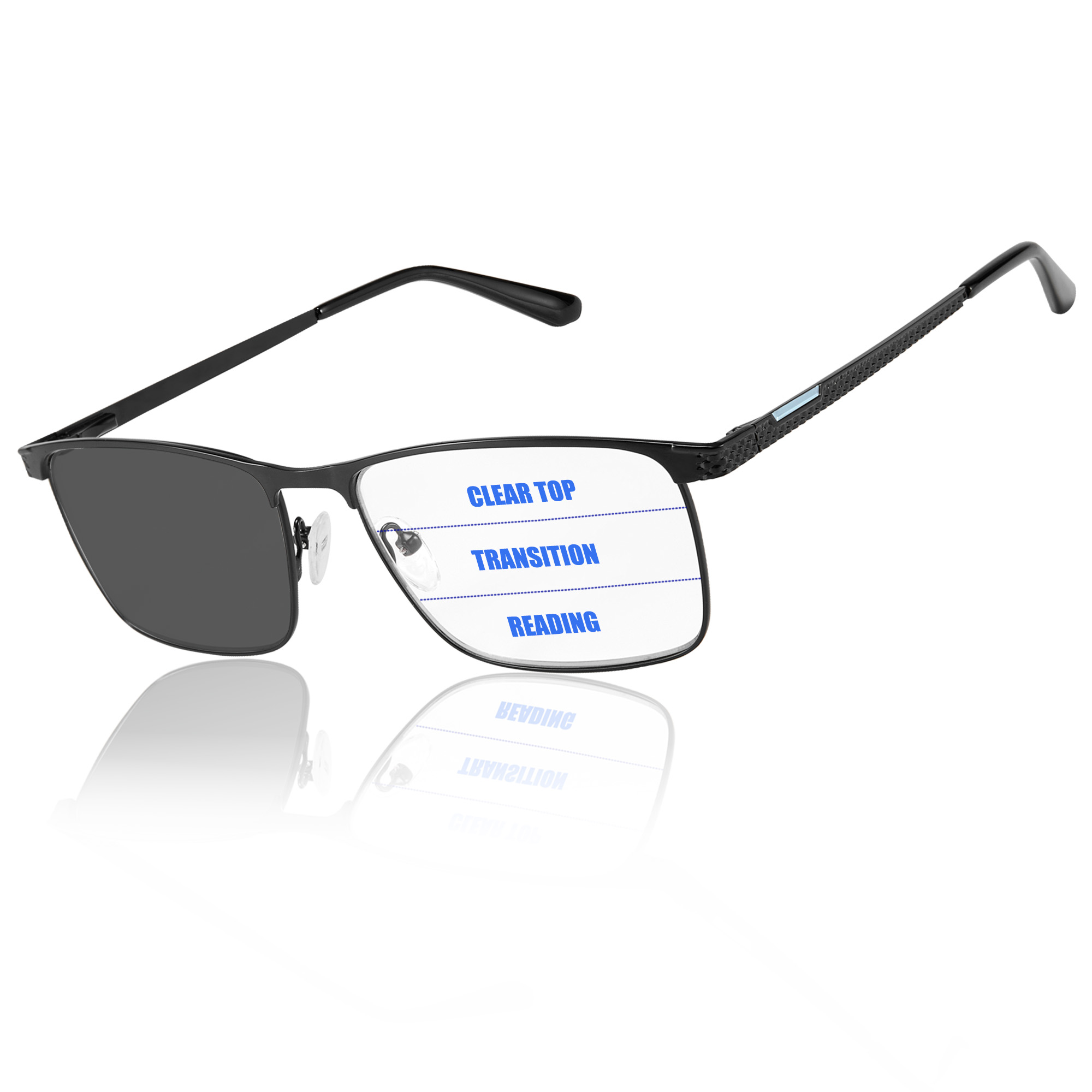 Photochromic Progressive Reading Glasses for Men Blue Light Blocking Multifocal Readers for Computer